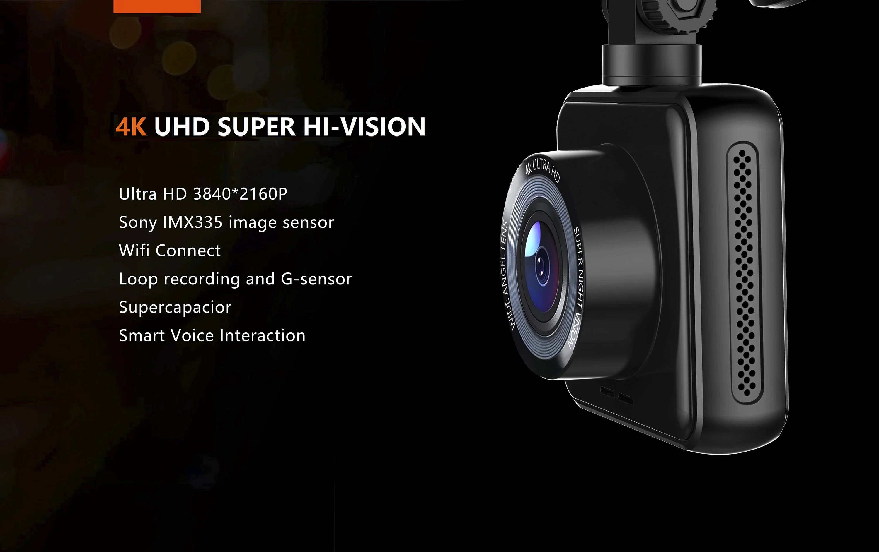 Горячая Распродажа Автомобильный двойной видеорегистратор 4K FHD объектив передний автомобильная