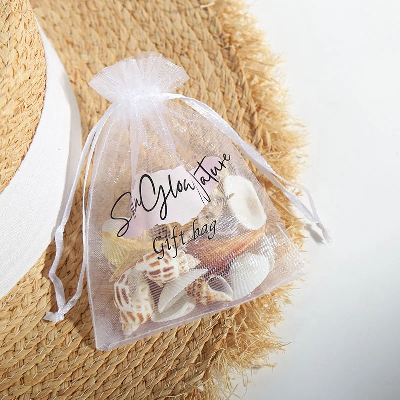 custom packaging logo white organza bags small gift pouch for party /wedding/ jewelry bags