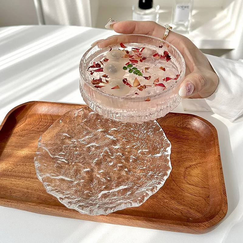 Ресторан стеклянная десертная миска набор сахарная вода мороженое йогурт Птичье гнездо Закусочная чаша непрерывный Набор тарелок для льда