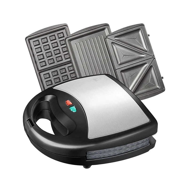 750W 3 IN 1 Multi-function Detachable Sandwich Maker Mini Panini Waffle Press Toaster Grill Machine