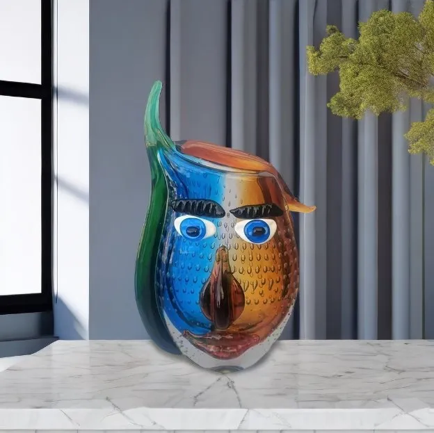 Vintage Custom art picasso sculpture hand blown colored luxury bottle creative flower murano glass vase modern glass vases