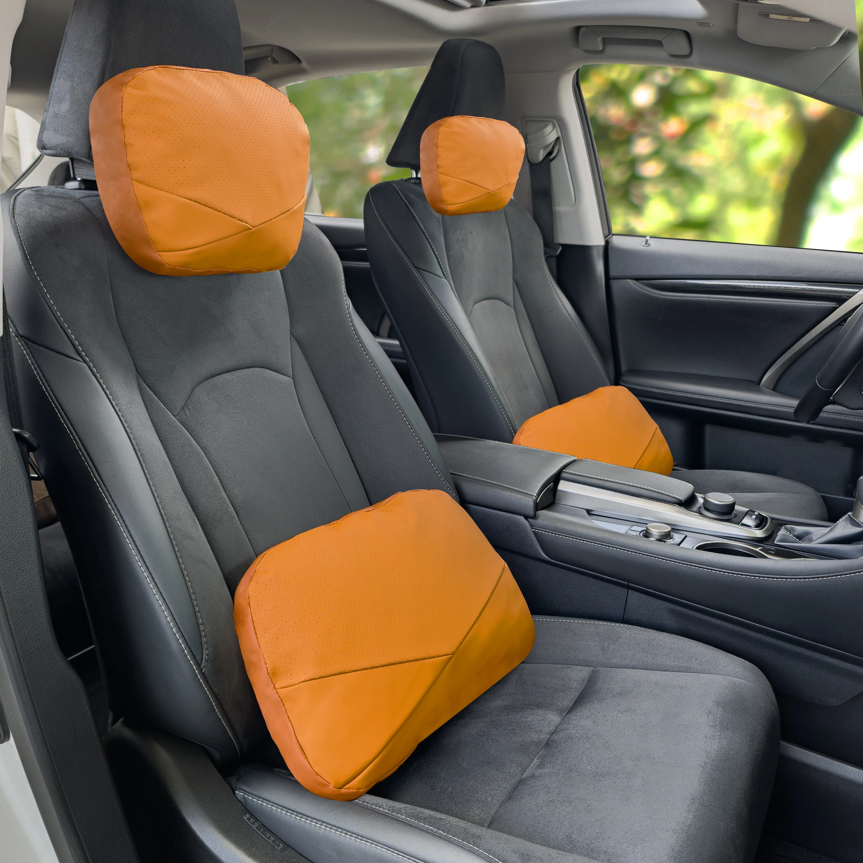 PVC Leather Car Car Headrest And Lumbar Support Soft Cotton Waist Pillow Cooling Ventilation Neck Headrest Back Massage Pillows