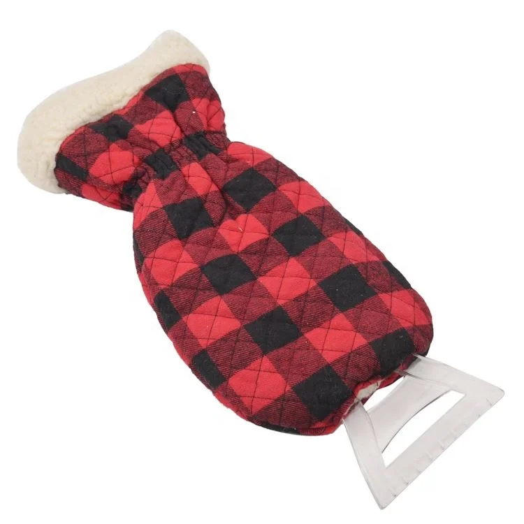Quilted For Mitt Snow Car Scrapers Promotional Plastic Warm Ice Scraper With Glove