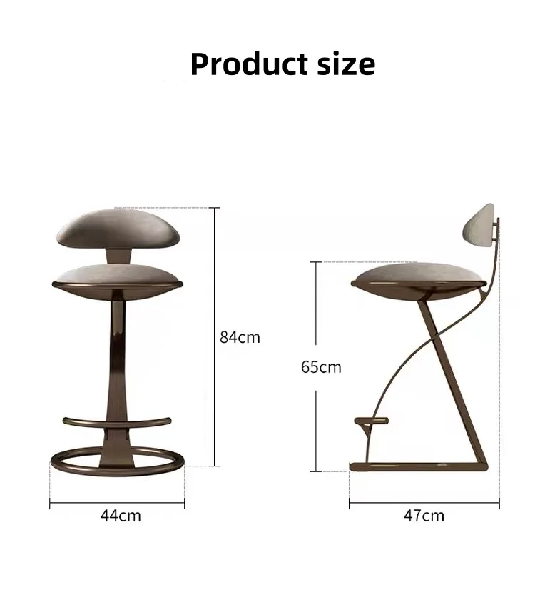 Factory direct sales Italian luxury home bar chairs golden stainless steel frame leather upholstered bar stools