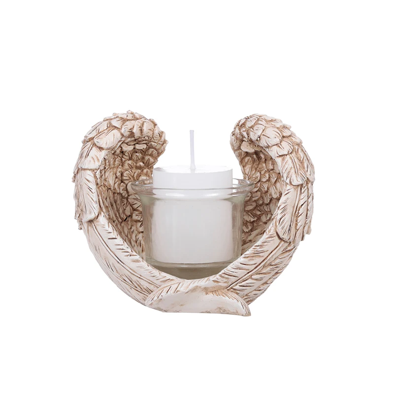 Design Communion Baptism Favor Resin Angel Wings Statue With Candle Holder Angel Wings Figurine Home Decor