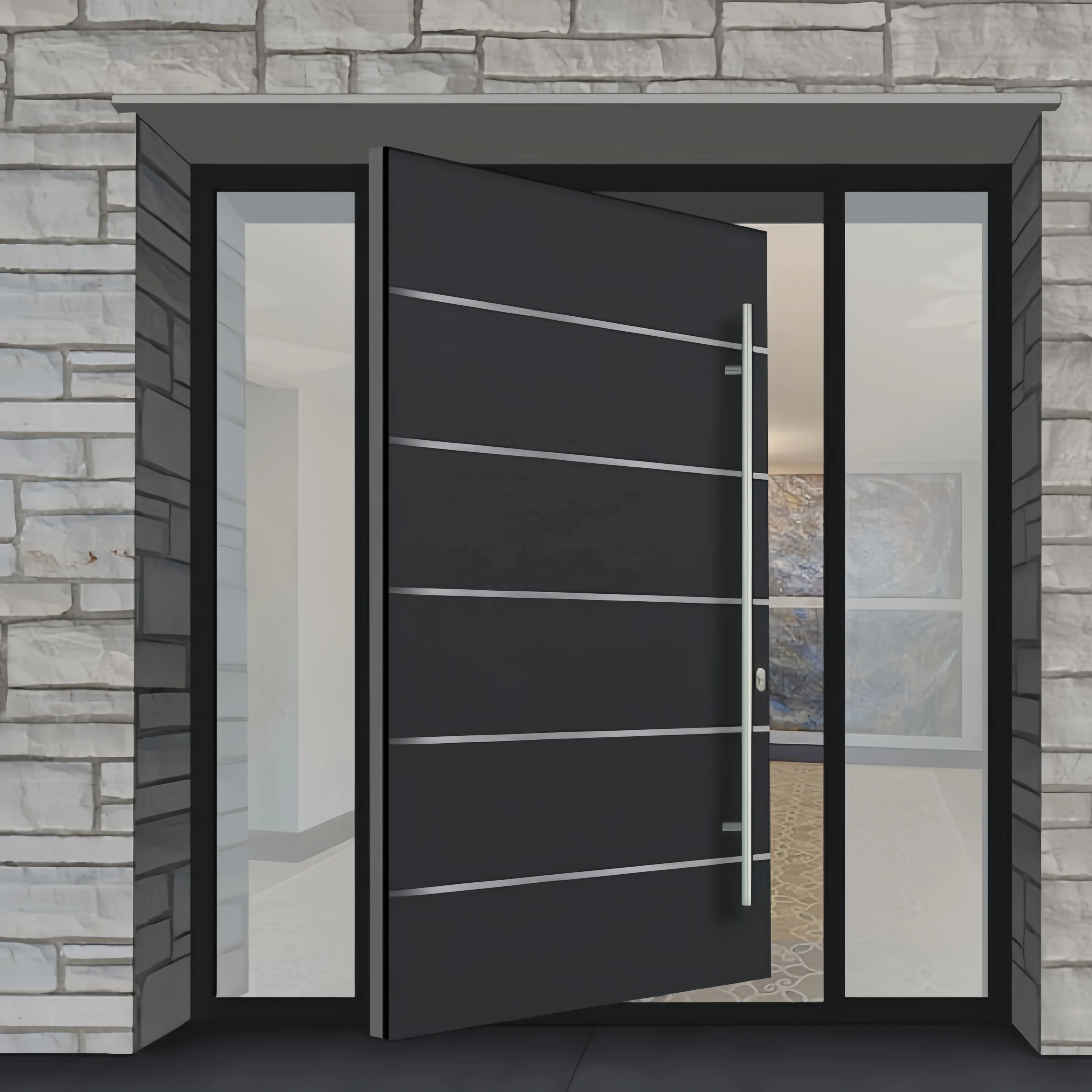 New Exterior Luxury Aluminum Alloy entrance Door Pivot Entry Front Doors For Houses Modern Front Doors smart security Gate