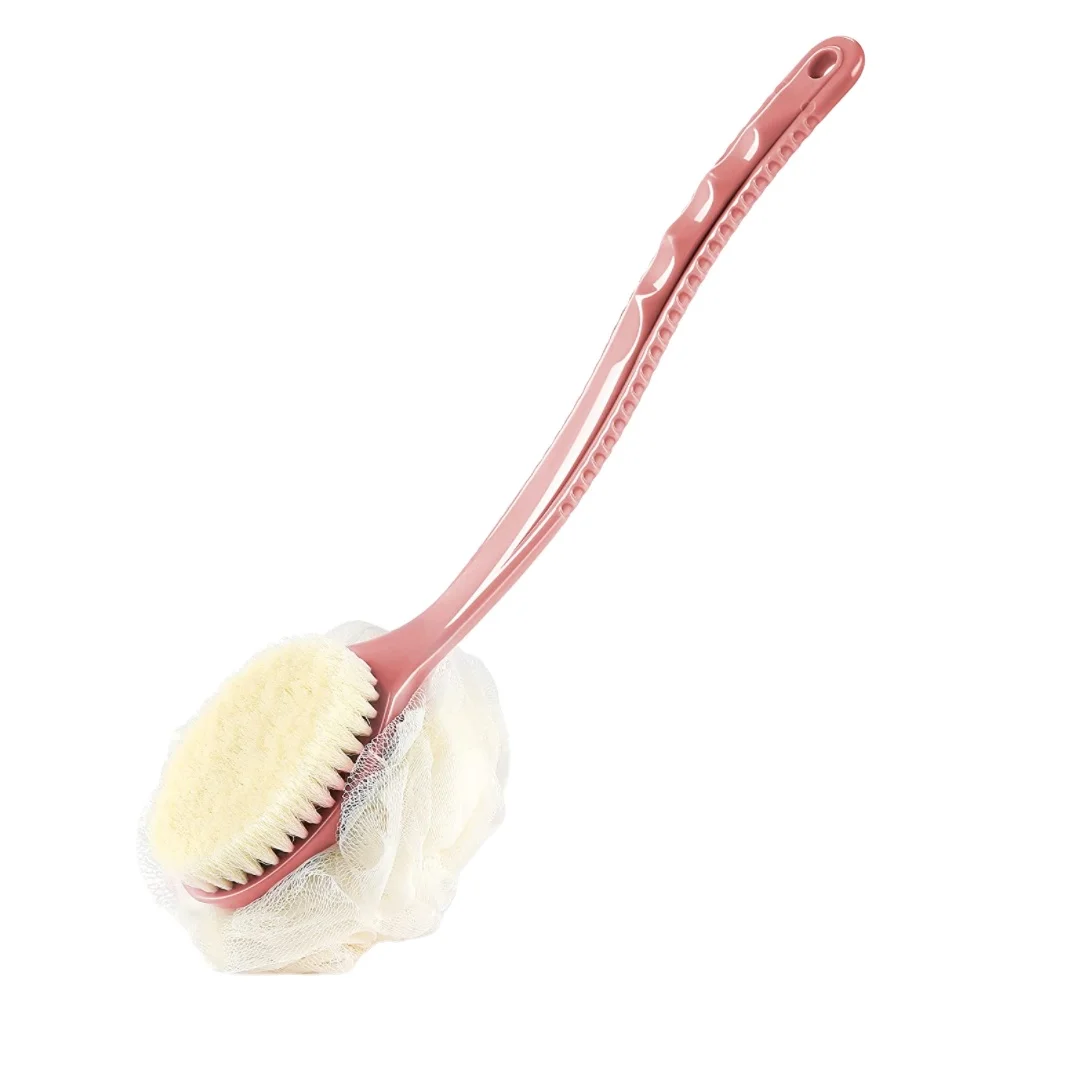 bodyworks Shower Body Brush Long Handle Bath Brush Loofah body scrub Sponge 2 in 1Handheld on a Stick for Body