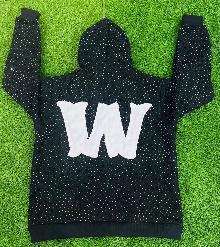 Factory Embroidery Sweatshirt Graphic Streetwear Drop Shoulder Custom Logo Pullover Puff Printing Rhinestone 100% Cotton Hoodie