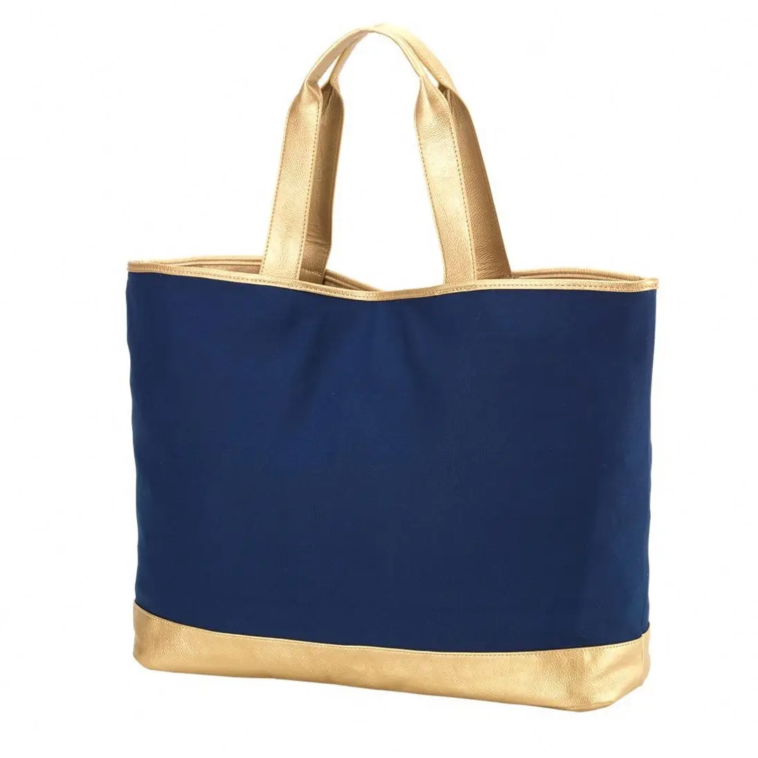 Zipper Tote Bags Wholesale Monogram Canvas Leather Beach Bag Metallic Rose Gold Bridesmaid Gift Bags