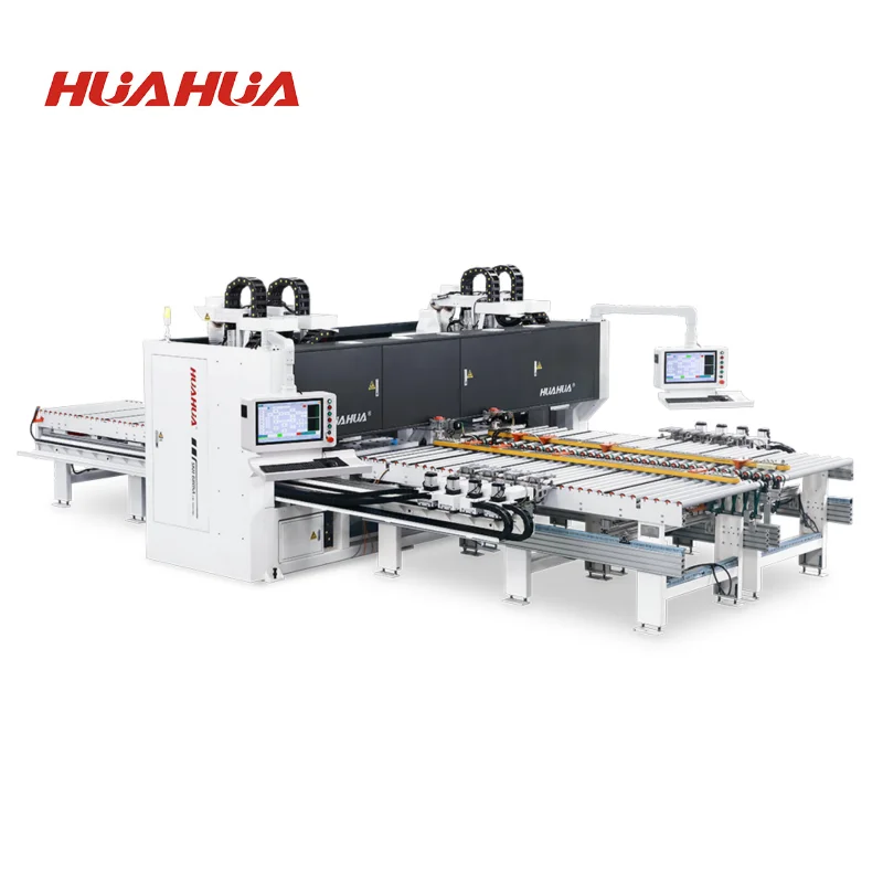 HUAHUA SKH680SAZ Easy Control Double Workable Six Drilling Heads Full Automatic 6 Sides Wood Boring Machine