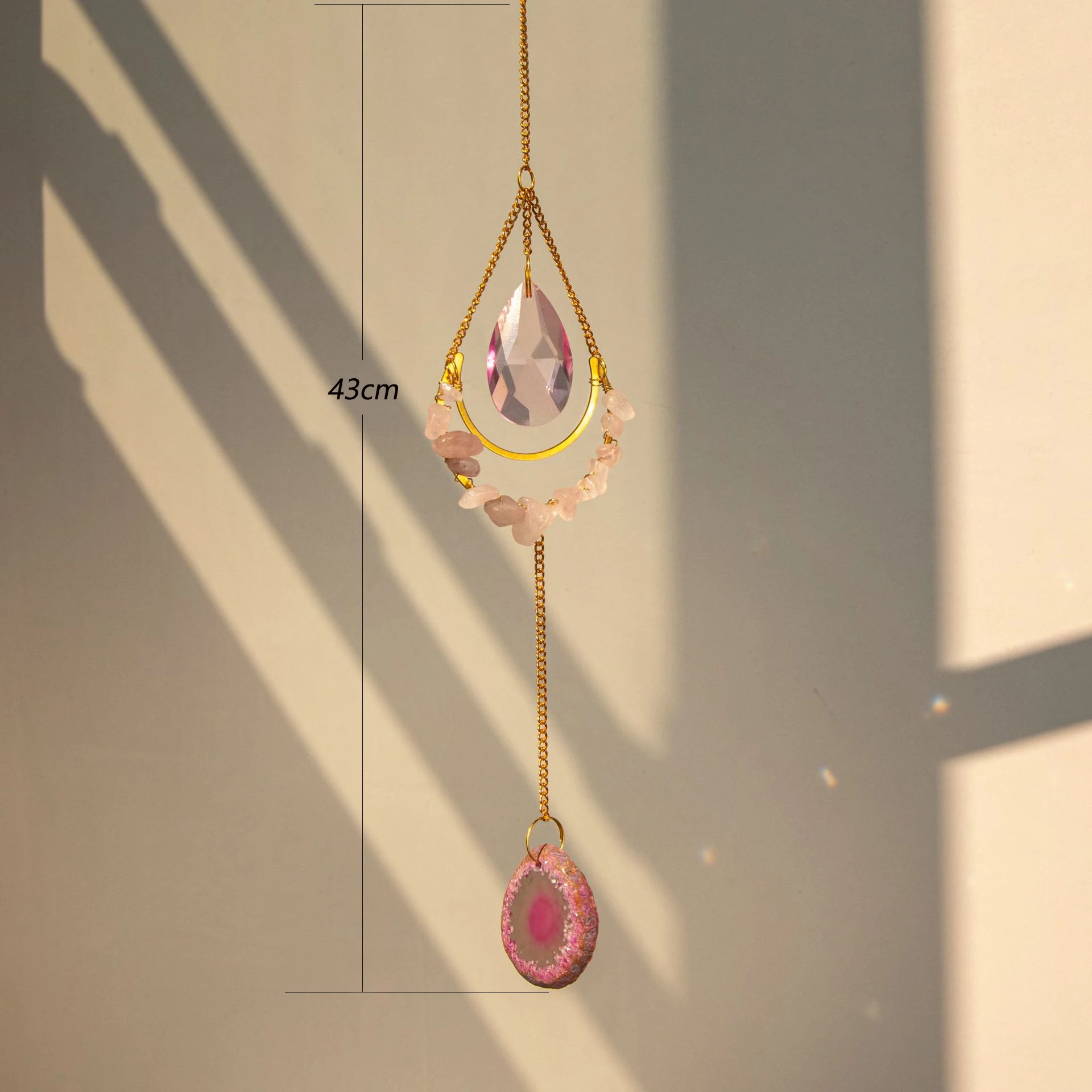 Natural Crystal Handmade Agate Slice Wind Chime Window Hanging Sun Catcher Supplies Bedroom Accessories Decor