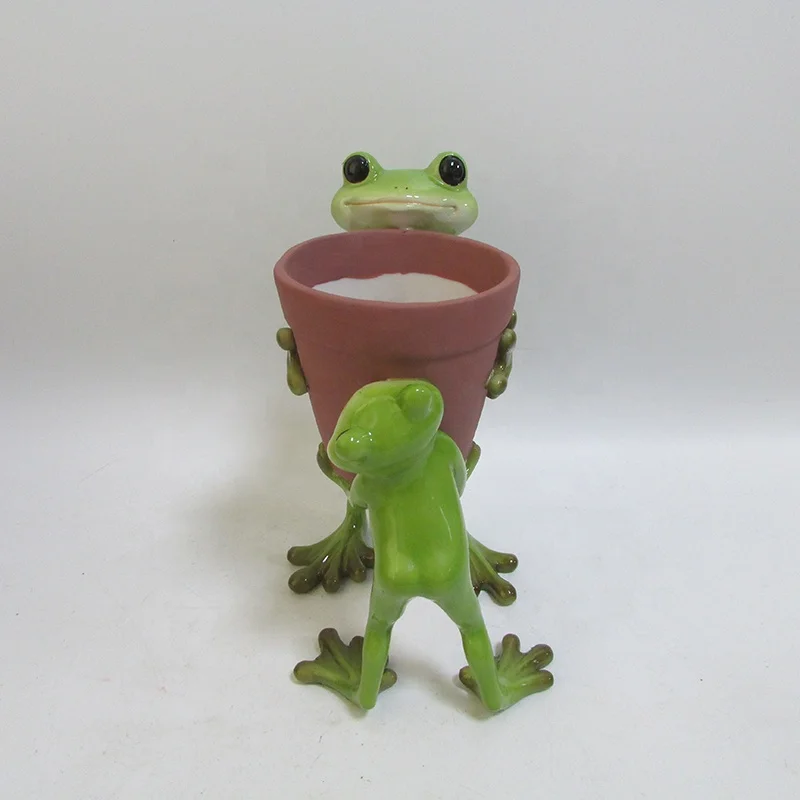 Z16149A High Quality Resin Statue Tabletop Planter Pot Frog 6 Inch tiny Flower Pot animal pots for plants garden decor Bonsai