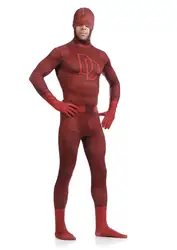 Double D Sorrel Super Daredevil Costume Lycra Spandex Superhero Open Half-face Zentai Full Body Suit Adult Spandex Suit