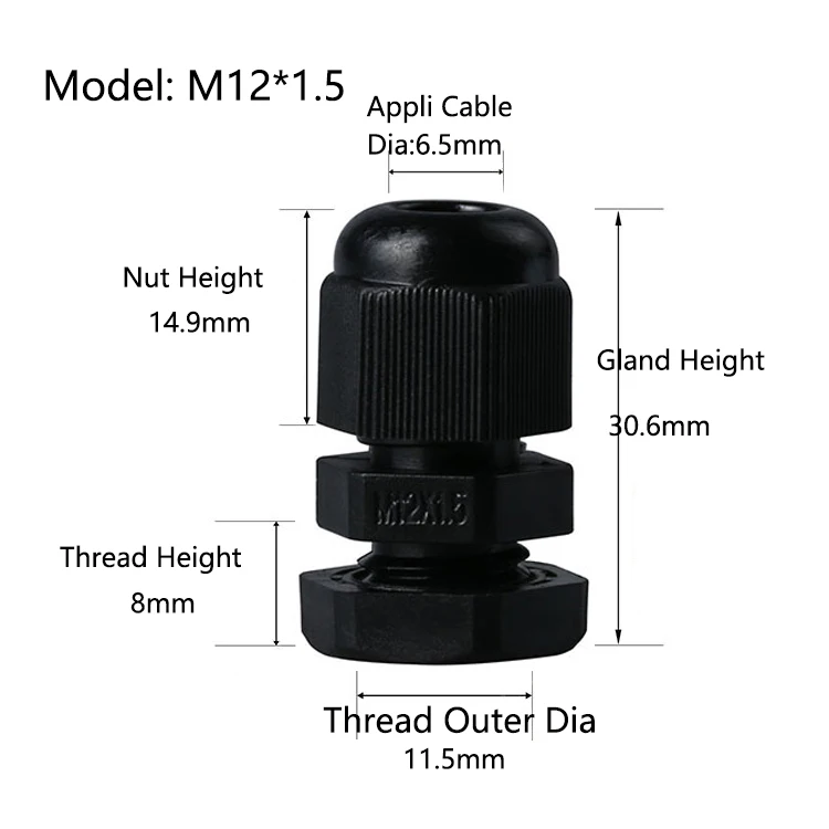 IP68 plastic nylon cable gland waterproof cable gland waterproof cable gland M12x1.5