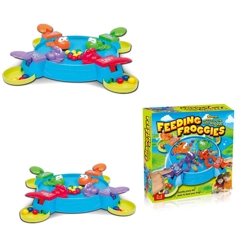 High quality plastic 2-4 player interaction toys feeding frog swallow beads table game