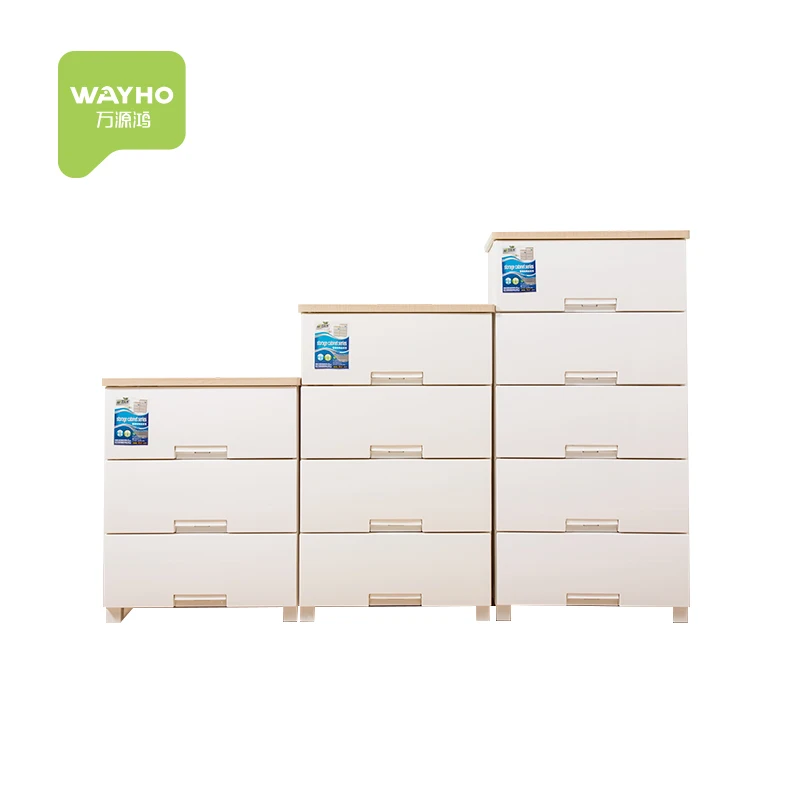 MDF wooden top pp plastic drawer  storage cabinet