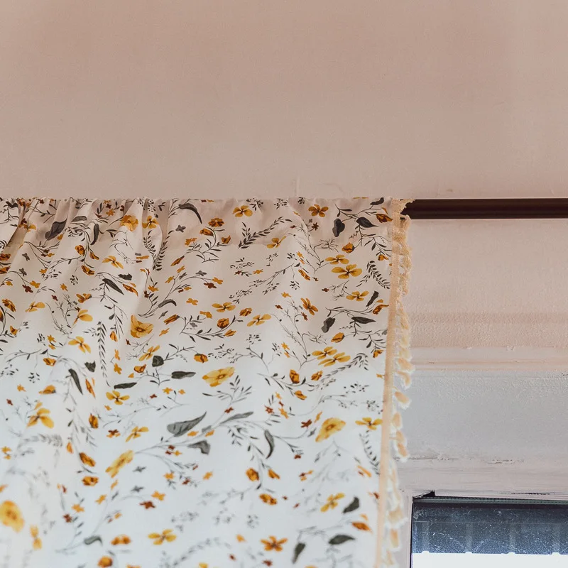 American Floral Printing Design Dining Room Curtain Finished Kitchen Window Decoration Curtain