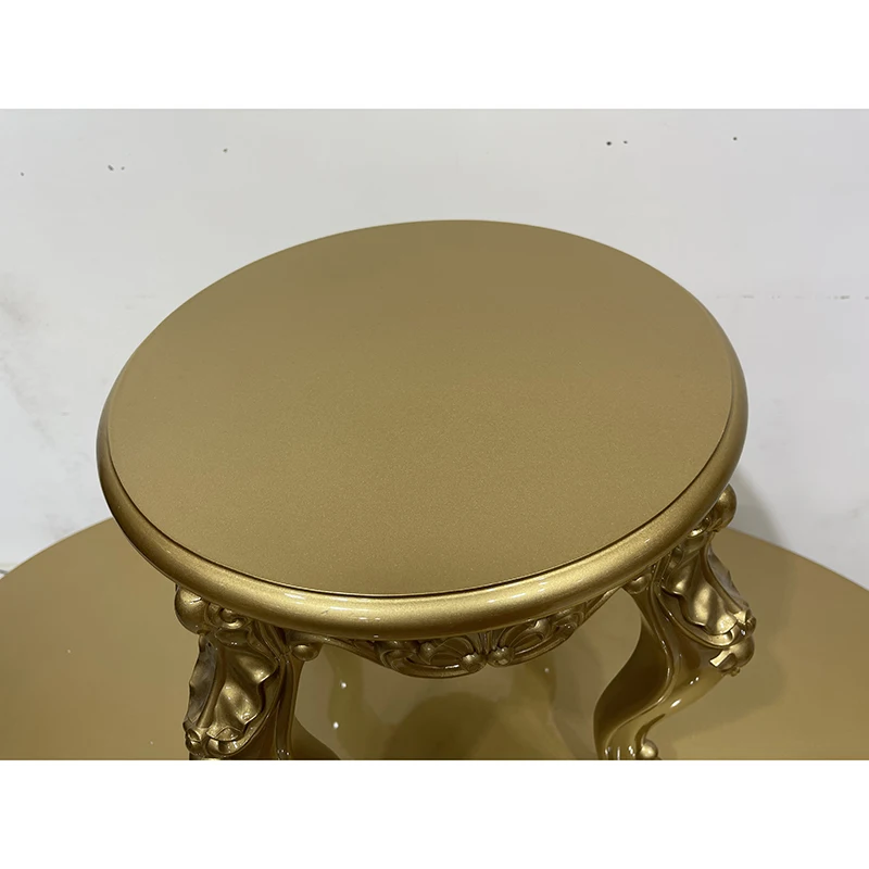 Luxury Style Furniture Small Dining Table Gold Carved Design Round Coffee Table