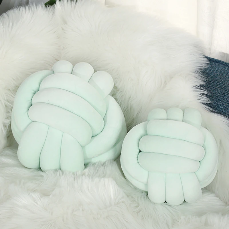 Fashion Wholesale Stuffed Toy Handmade Plush Knotted Cushion Ball Round Throw Knot Pillow For Home Decor