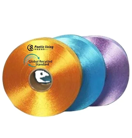 colorful dyed GRS FDY  recycled semi dull regenerated polyester filament yarn with TC certificate