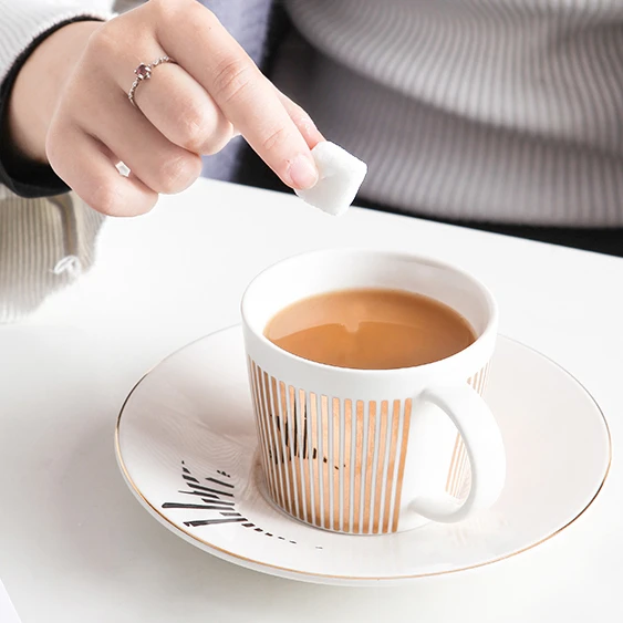 Mmirror Reflection Coffee Cup Plate Luxury afternoon tea set Ceramic Running Horse/Deer/Hummingbird Mug