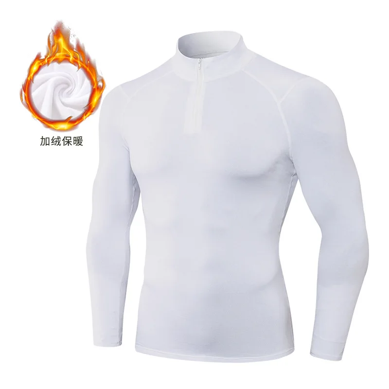 Thermal Fitness Tight Camiseta Sports Running Training Long Sleeve Warm Sweater Heap Collar Men Long Sleeves T-shirt