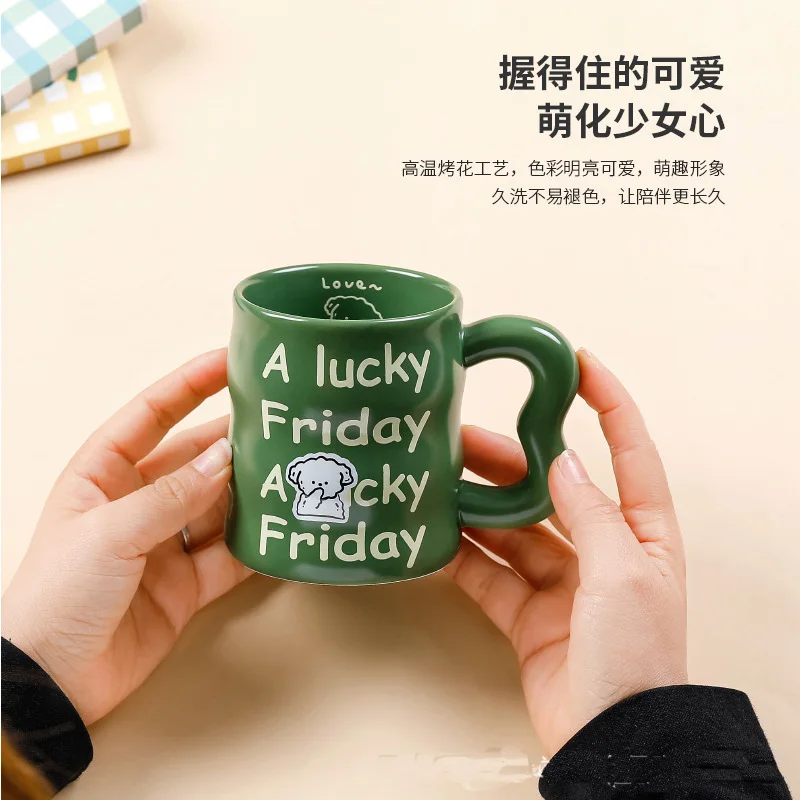 11oz Ceramic Mug Cute Cartoon Design European Porcelain Coffee Tumbler Christian Gifts Tea Beer Water Handle Back School Party