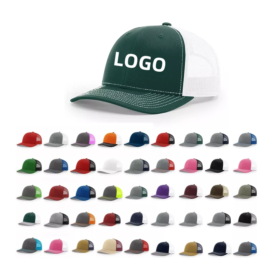 Пользовательский стиль 6 панелей, 112, однотонная Черная кепка-тракер, Кепка-бейсболка в сеточку, Кепка-бейсболка, кривая Кепка-бейсболка