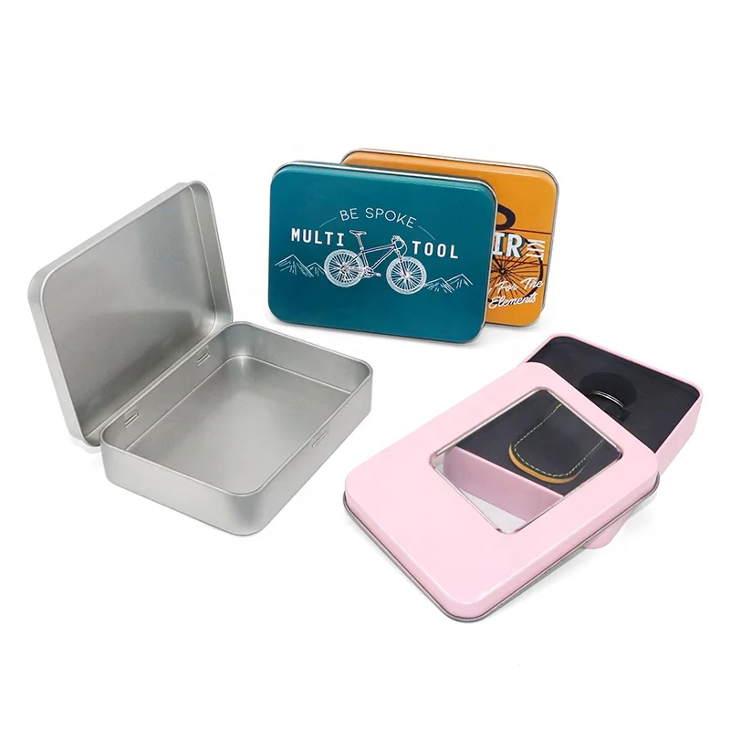 Rectangle Silver Packaging Gift Jewellery Metal Decorative Tin Boxes With Lids