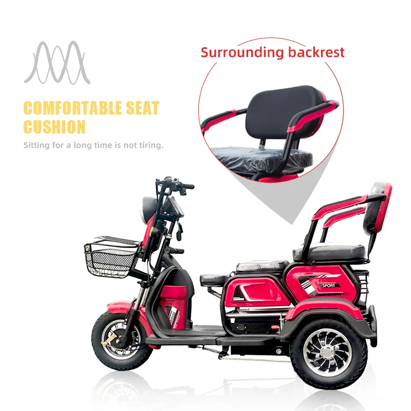 Hot Sale Cheap Price Electric Tricycle 3 Wheel 3 Seat Quality Assurance Can Custom Logo Electric Tricycle China