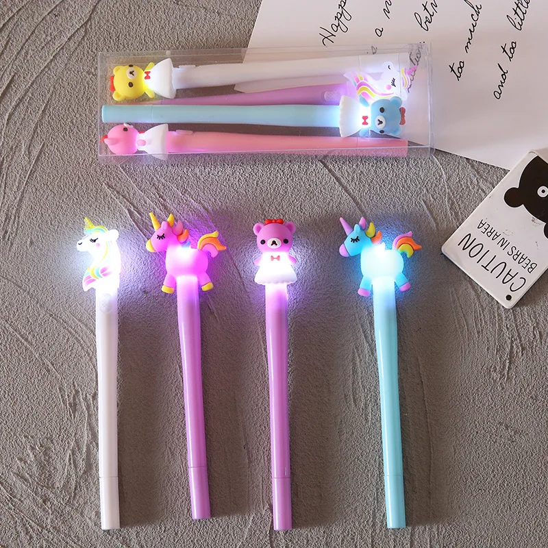 Cute Cartoon Light-Up Gel Pen LED Light up Set for Writing in the Dark Kids