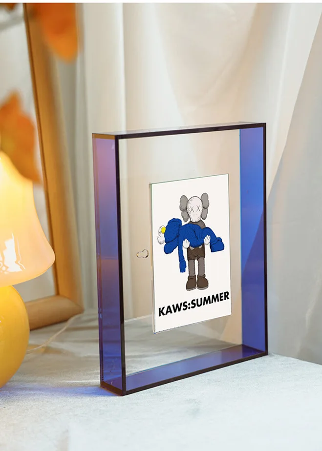 Acrylic double-sided transparent suspension poster frame mounting wall creative tray table storage