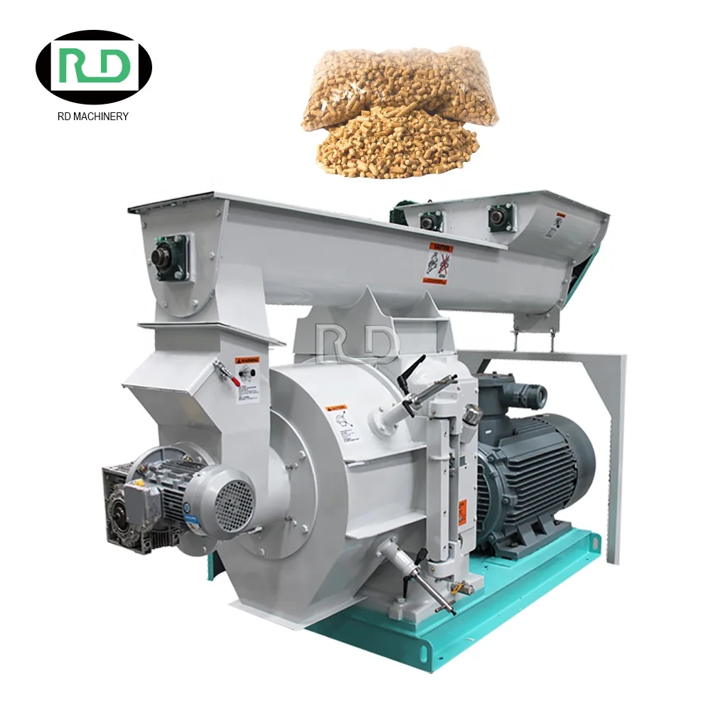 Rongda 2024 New Product Wood Pellet Machine High Biomass Pellet Mill Line Gear PLC Engine Crusher Mixer Grain Maize Factory Use