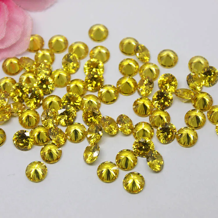 Synthetic Color Gemstone Round Brilliant Cut Yellow CZ Stone