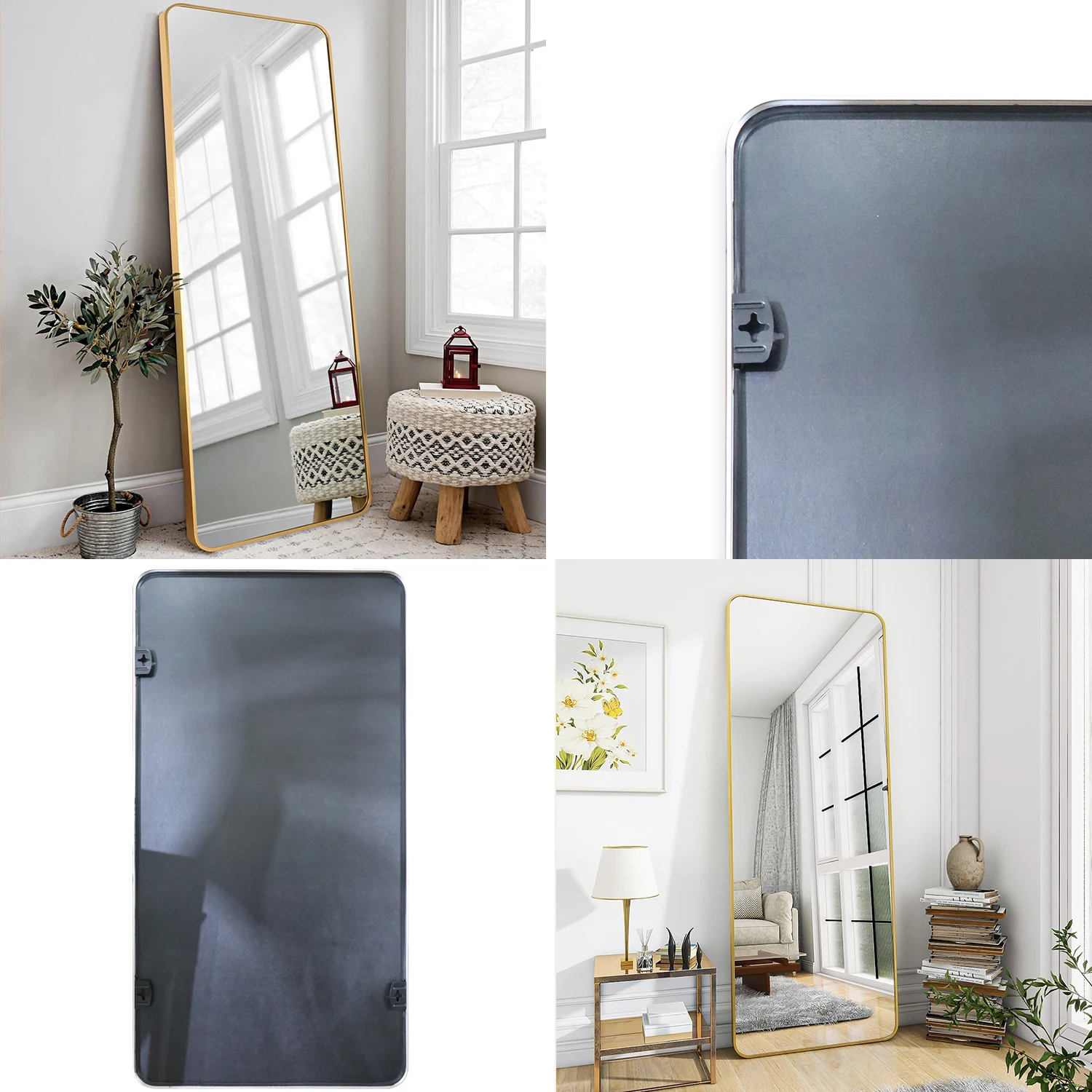 Home Decorative Mirrors Bedroom Modern Simply Aluminum Alloy Frame Standing Full Length Floor Dressing Mirrors