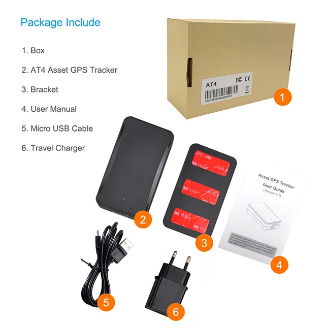 AT4 concox  jimi waterproof micro USB charging 10000mAH wireless car asset magnetic gps tracker