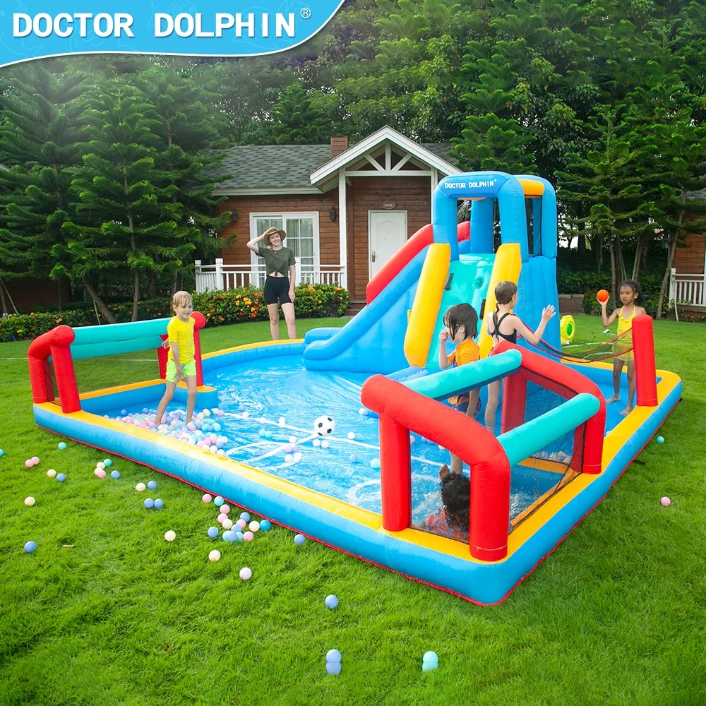 Doctor Dolphin Entertainment Children Water Spray Slide Inflatable Jumping Castle Bouncer Trampoline Bounce House Combination