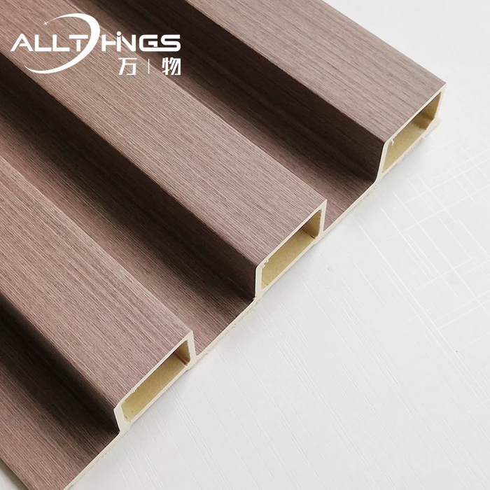 Grooved Grille Background with Three Grille Wood Grain Wpc Fluted Wall Sheet Interior Decoration Wall Panel