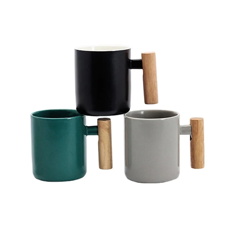 removable bottom sublimation blank porcelain cappuccino cups latest  custom  ceramic mug wooden handle ceramic coffee cup