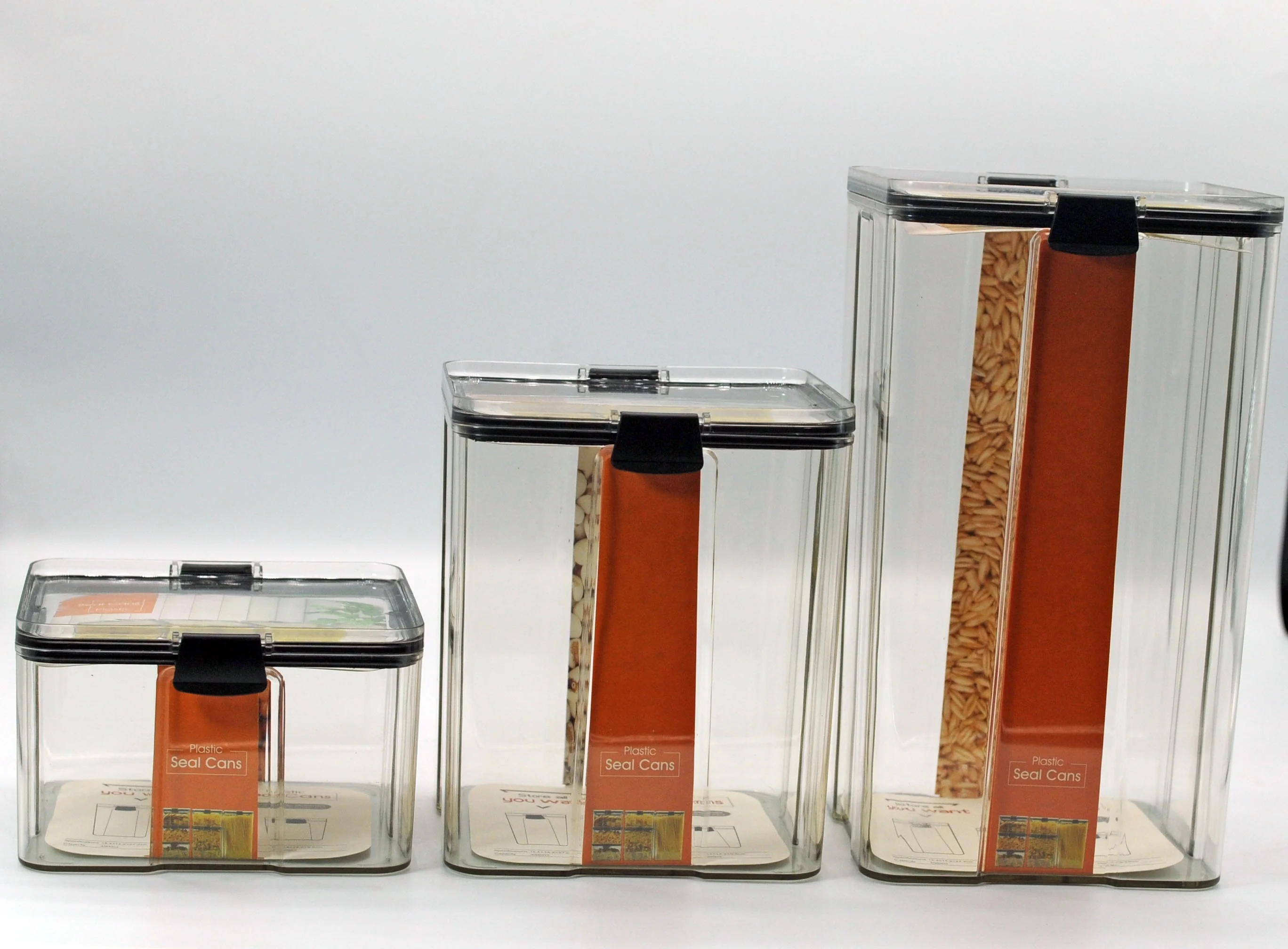 High Clear kitchen airtight plastic cereal food storage containers with lid BPA Free big size large capacity storage boxes