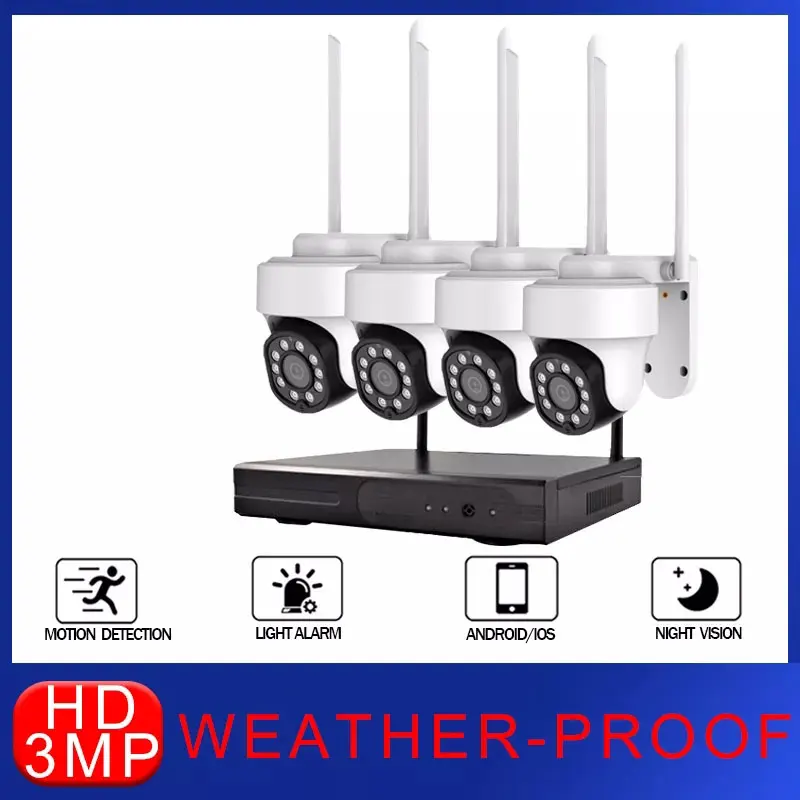2022 3mp 8ch hd ip wifi ptz camera nvr kit human motion detection home security camera system wireless cctv surveillance system