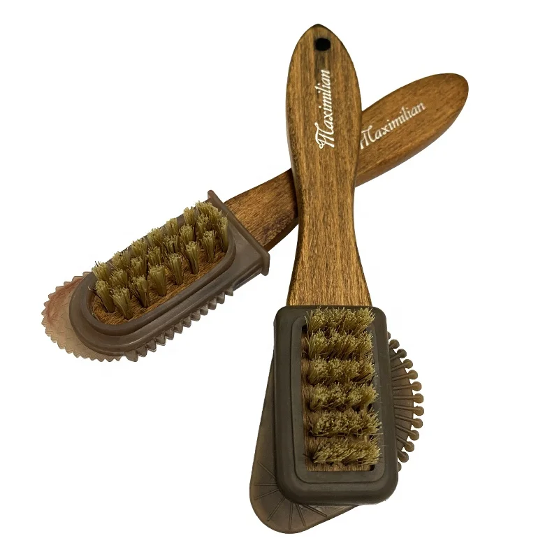 Factory Wholesale Three Sided Wooden Handle Nubuck Brush Suede Cleaning Brush
