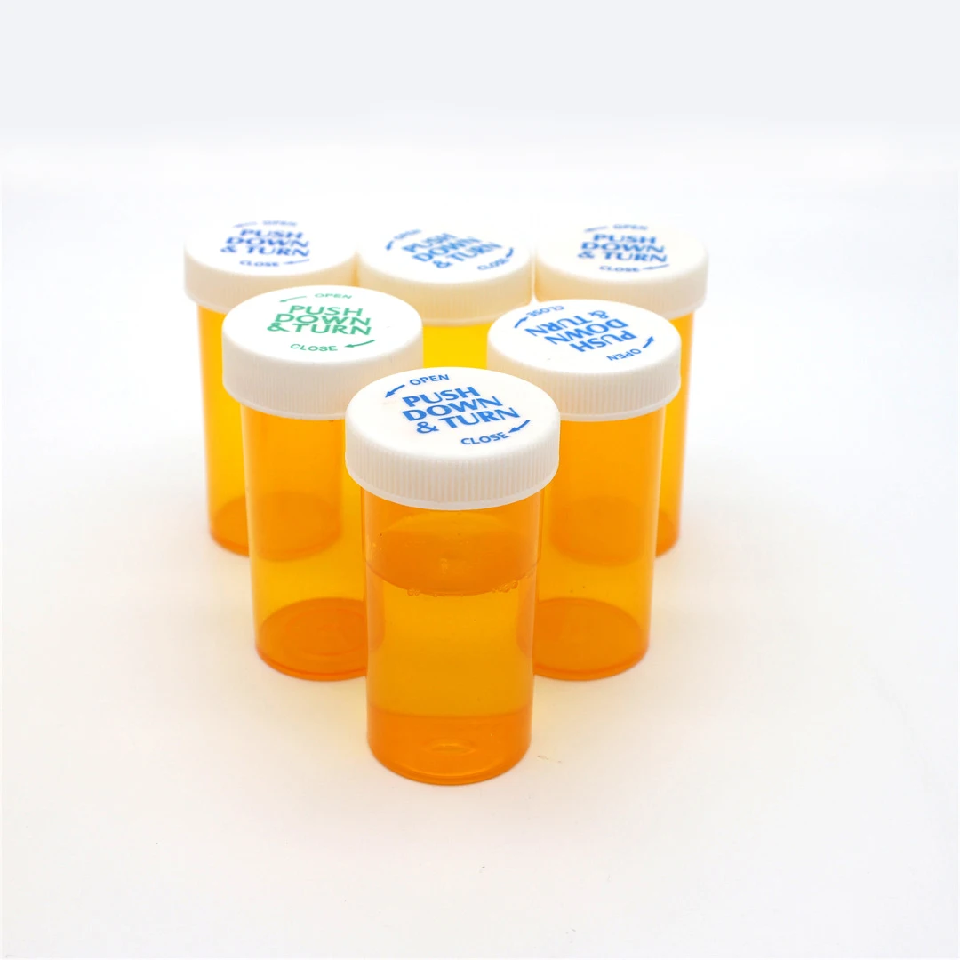 50ml food dry flower storage container PP plastic medicine pill bottles with CRC lids child proof packaging 13DR 12DR custom