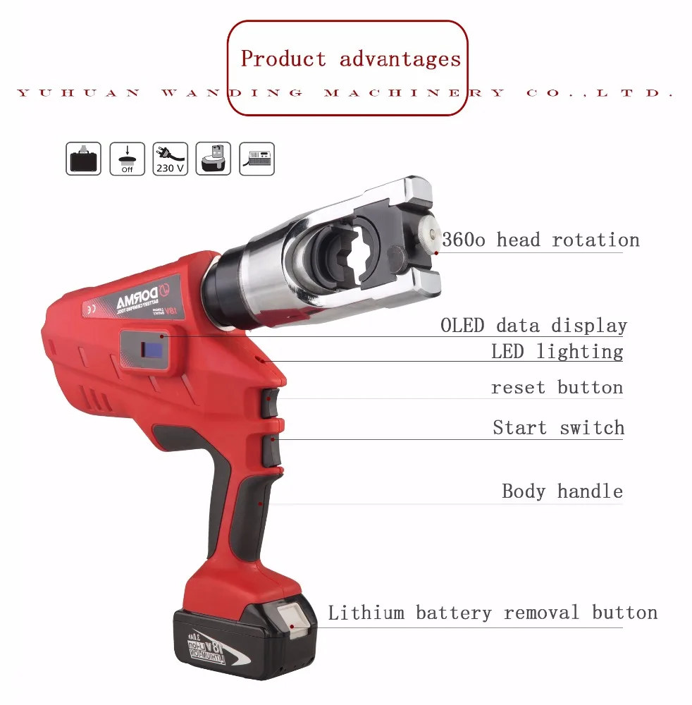 
NEZ-400U ideal Mini battery electric power cable crimping tool 16-400mm2 