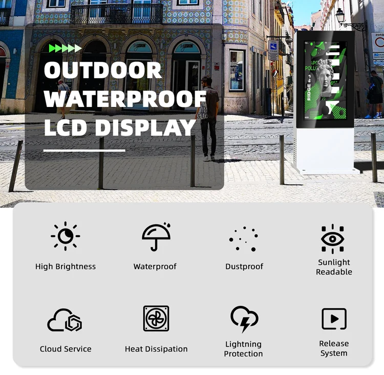 MWE Signage Lk10 55 дюймов цифровой Dooh ЖК-киоск высокой яркости уличный 2500nits Totem Ip65 Водонепроницаемый киоск