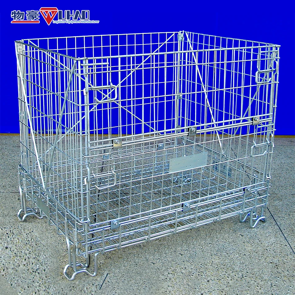 1200x800x910mm Heavy duty large capacity Stackable Metal Wire Mesh Warehouse Pallet Cages for wine bottles