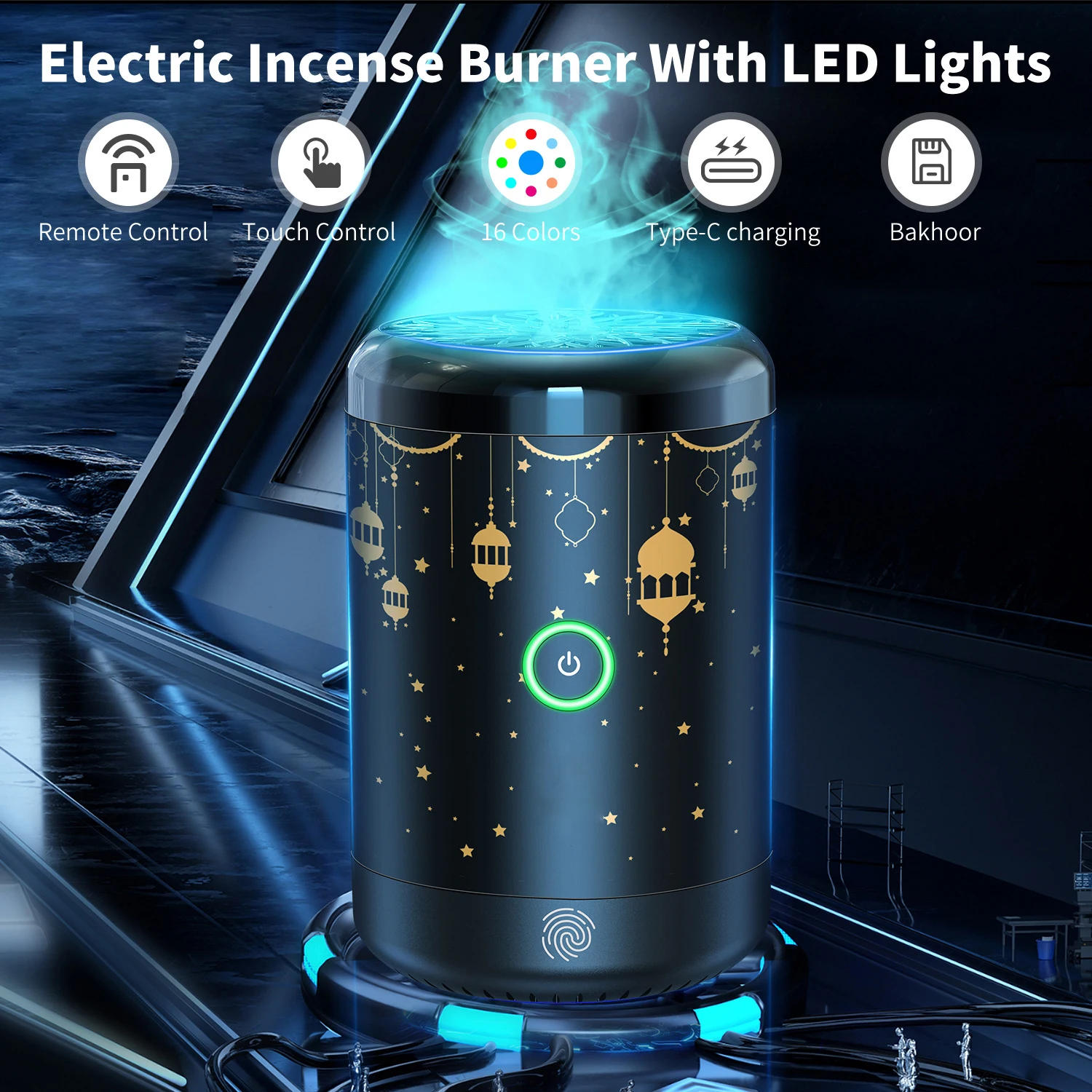 56H  Home Decor Oud LED USB  Mini Portable Electric Coal Bakhoor Burner Incense Car Air Refreshner