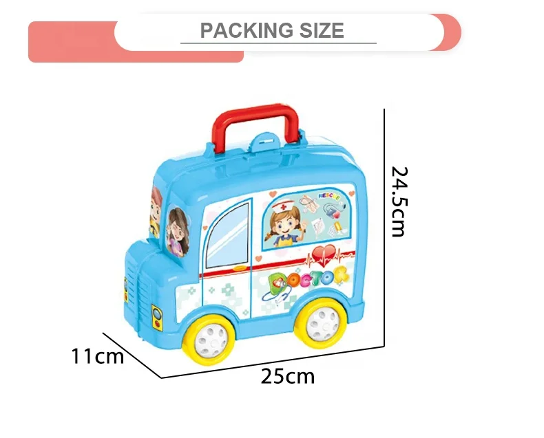 Health rescue tool set plastic kids doctor cart toy with 17