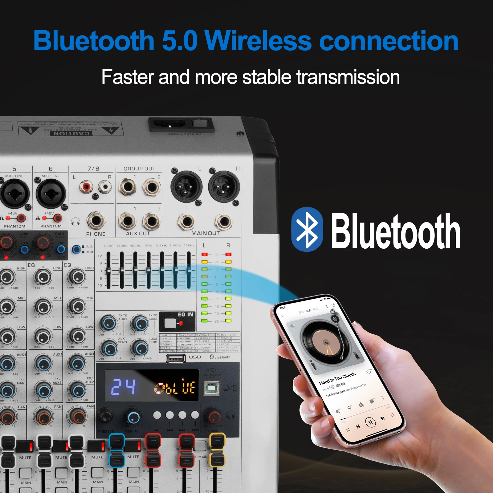Biner GX8 Профессиональный Bluetooth аудио интерфейс 8 каналов USB Цифровой микшер DJ контроллер/аудио консоль