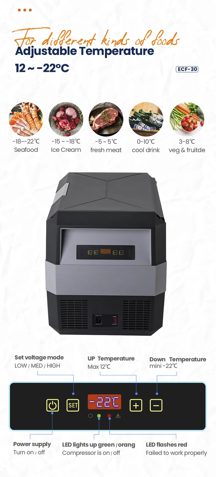 12V DC portable small mini freezer office refrigerator for truck camping outdoor Offroad Car Refrigerator